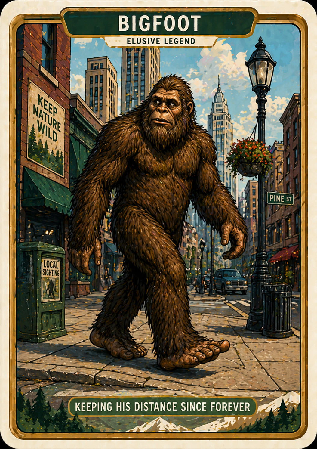Custom Designed Bigfoot card – Parody/Novelty Trading Card – 2 Sides