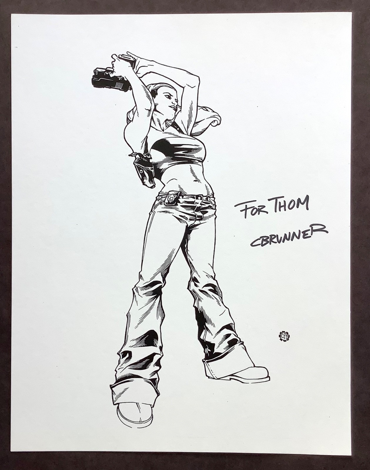 Chris Brunner Original Black and White Print Danger Girl 8-1/2″ x 11″