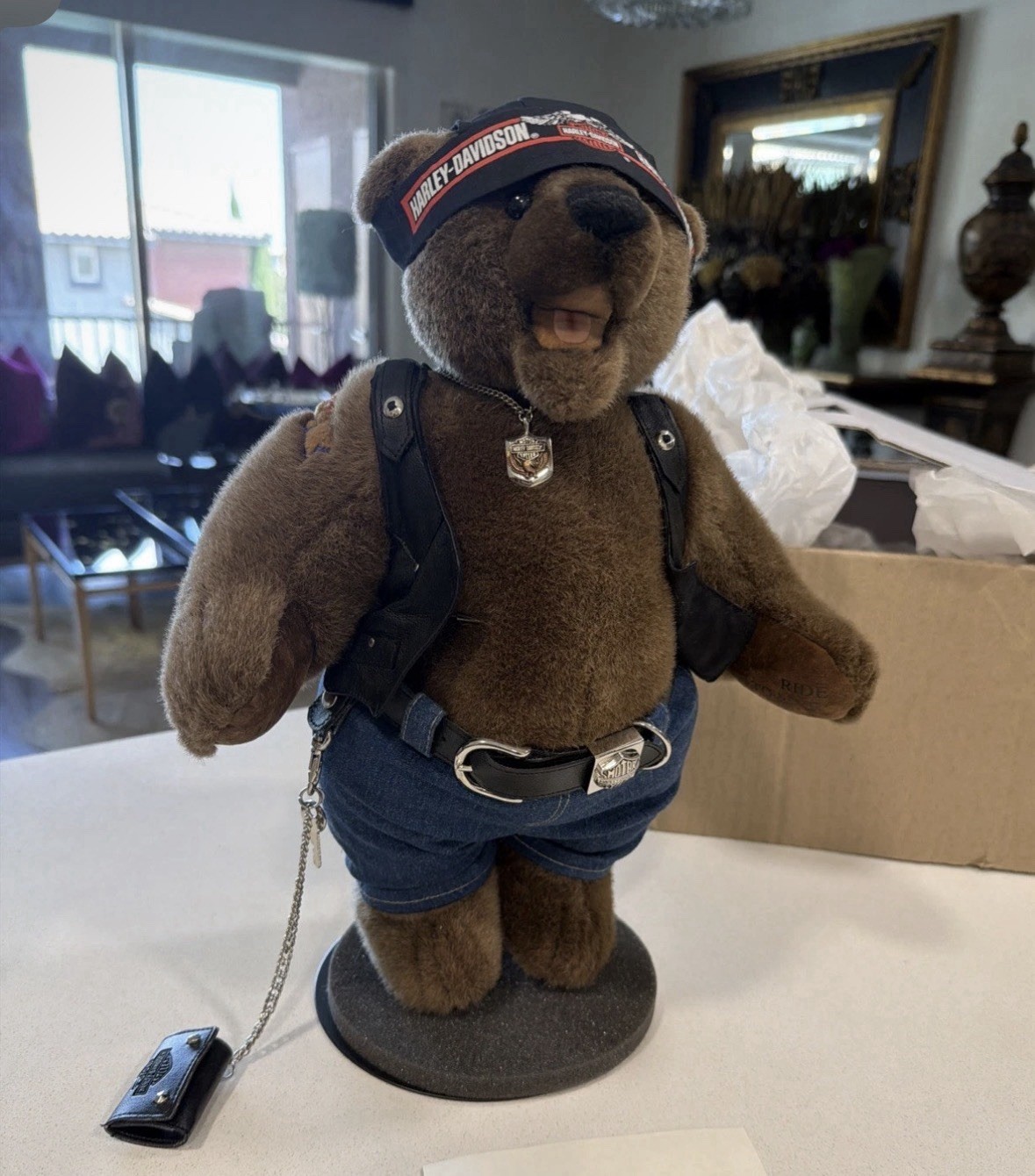 Franklin Mint Harley-Davidson Biker Bear Plush w/ COA Vest Wallet & Accessories
