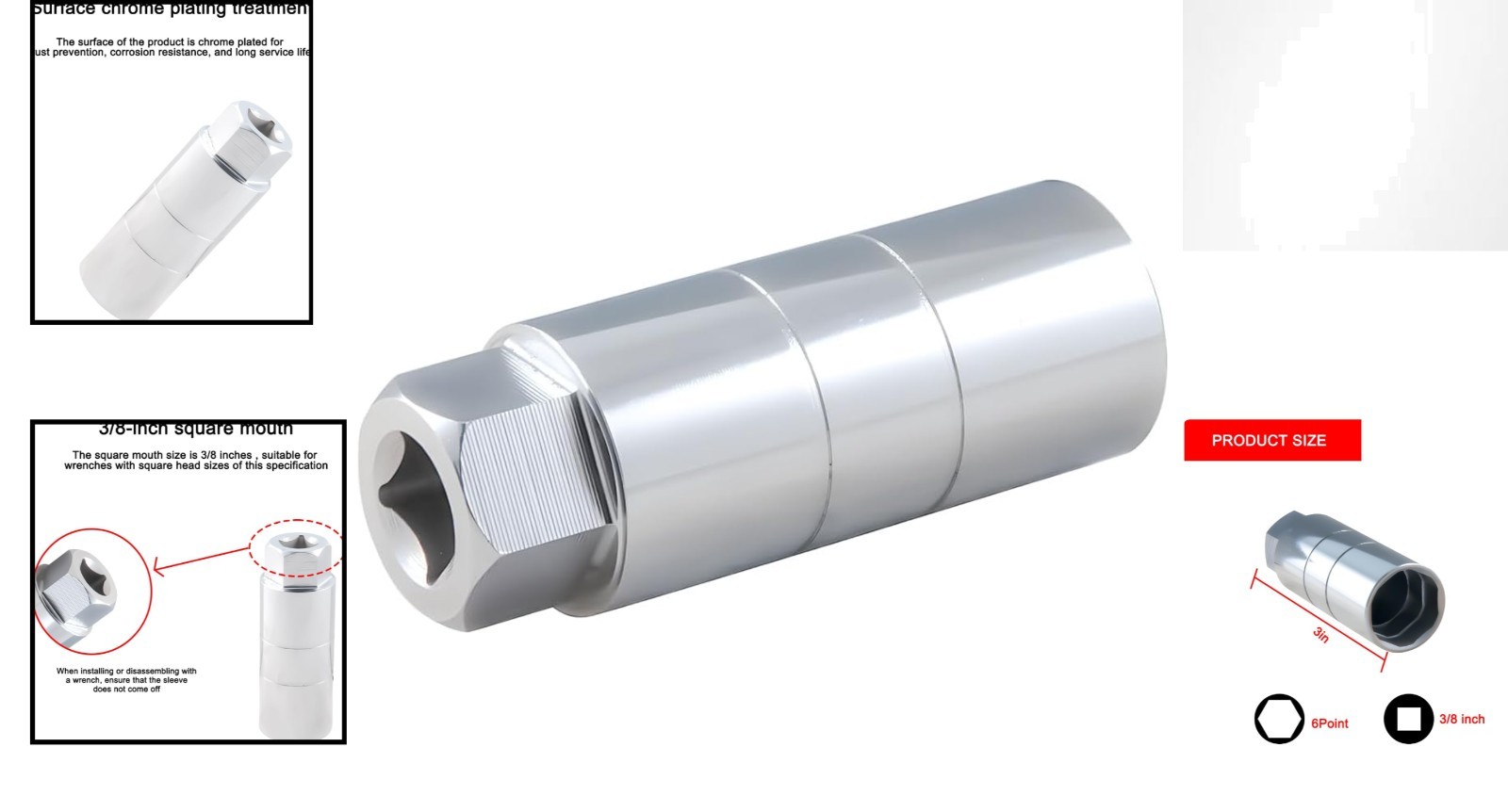 6-Point Car Oil Pressure Sensor Socket – 1-1/16″ for Easy Installation