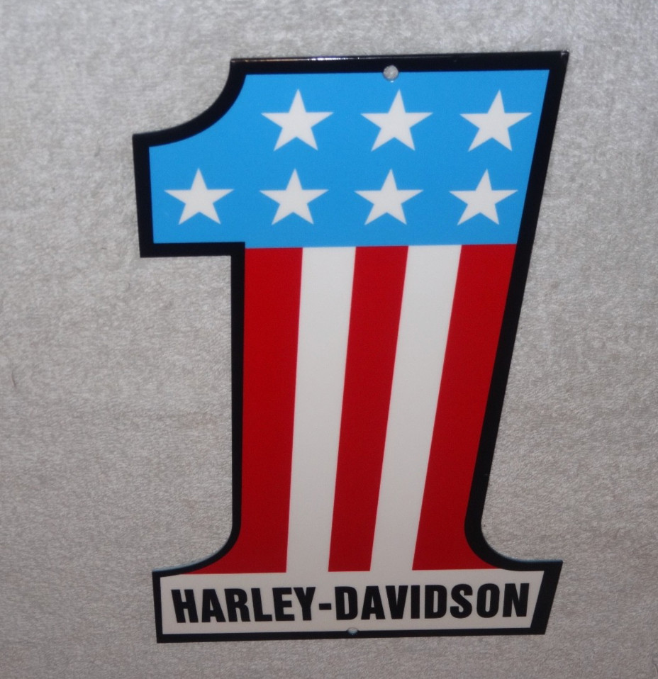 VINTAGE HARLEY DAVIDSON #1 MOTORCYCLES 12″ METAL AMF DEALER GASOLINE & OIL SIGN