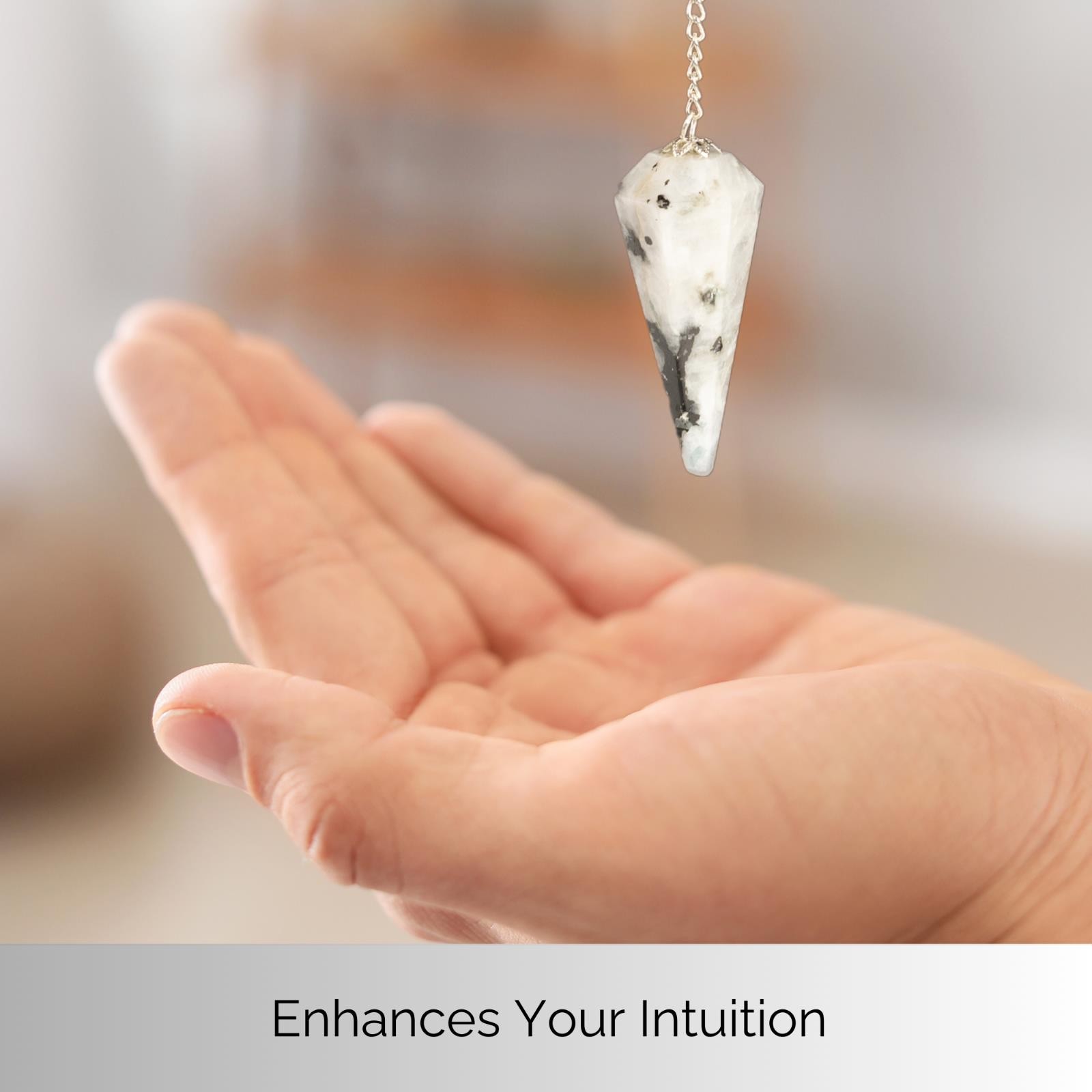 Rainbow Moonstone Pendulum Crystal Divination Tools — Dowsing Pendulum Crystal w