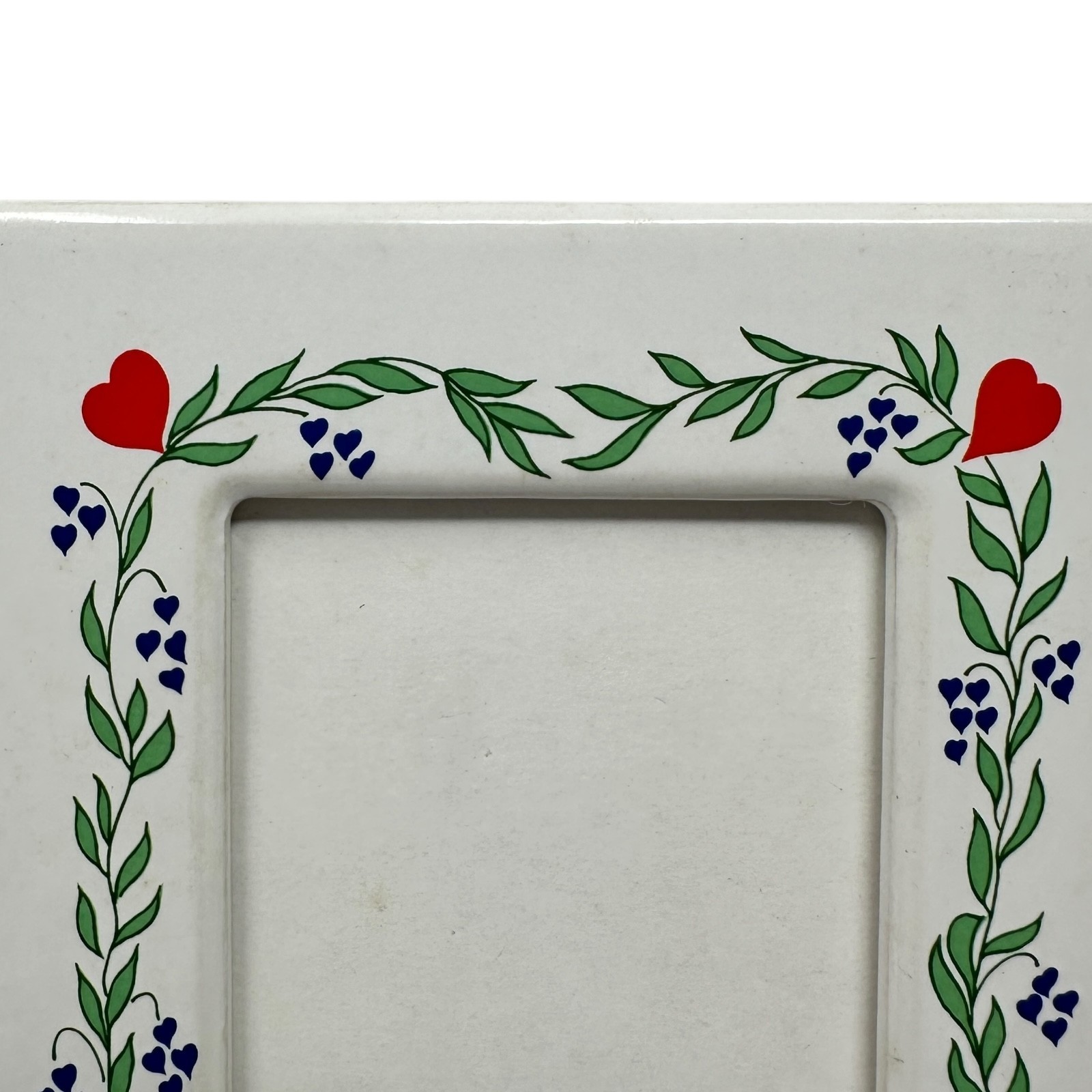 Vintage 70s Terragrafics Japan Folk Art Hearts Floral Ceramic Photo Frames Set