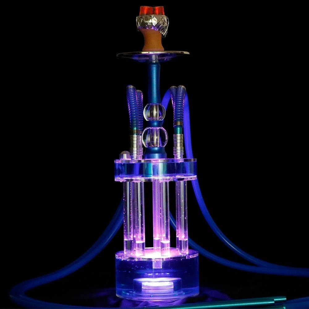 4 Hose Hookah Set，Large Party LED Hookahs, Modern Fountain Design Shisha kit …