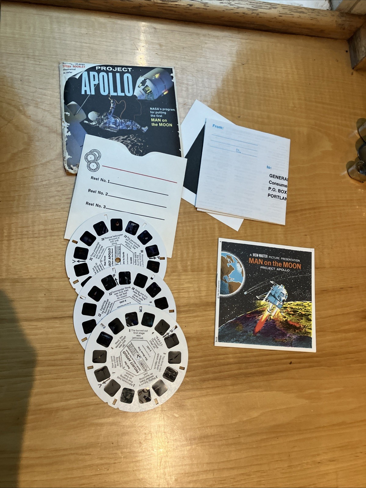 1964 Project Apollo View Master Packet B658 3 Reel Set & Book NASA Man on Moon