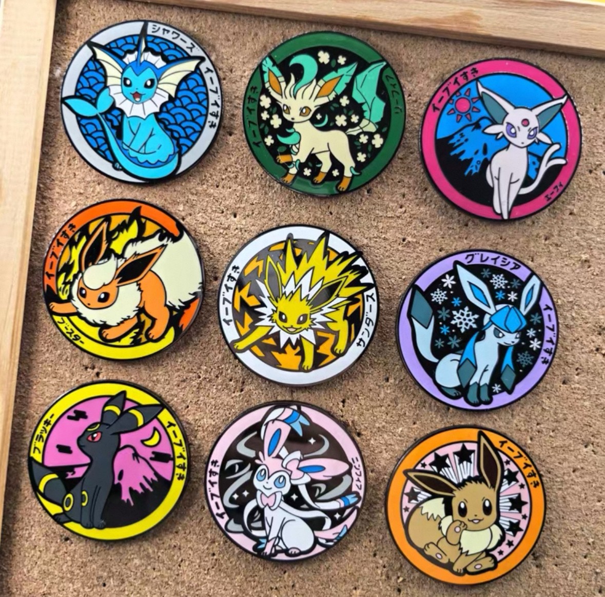 Set of 9 Pokemon enamel pin Eevee evolutions Umbreon sylveon vaporeon espeon