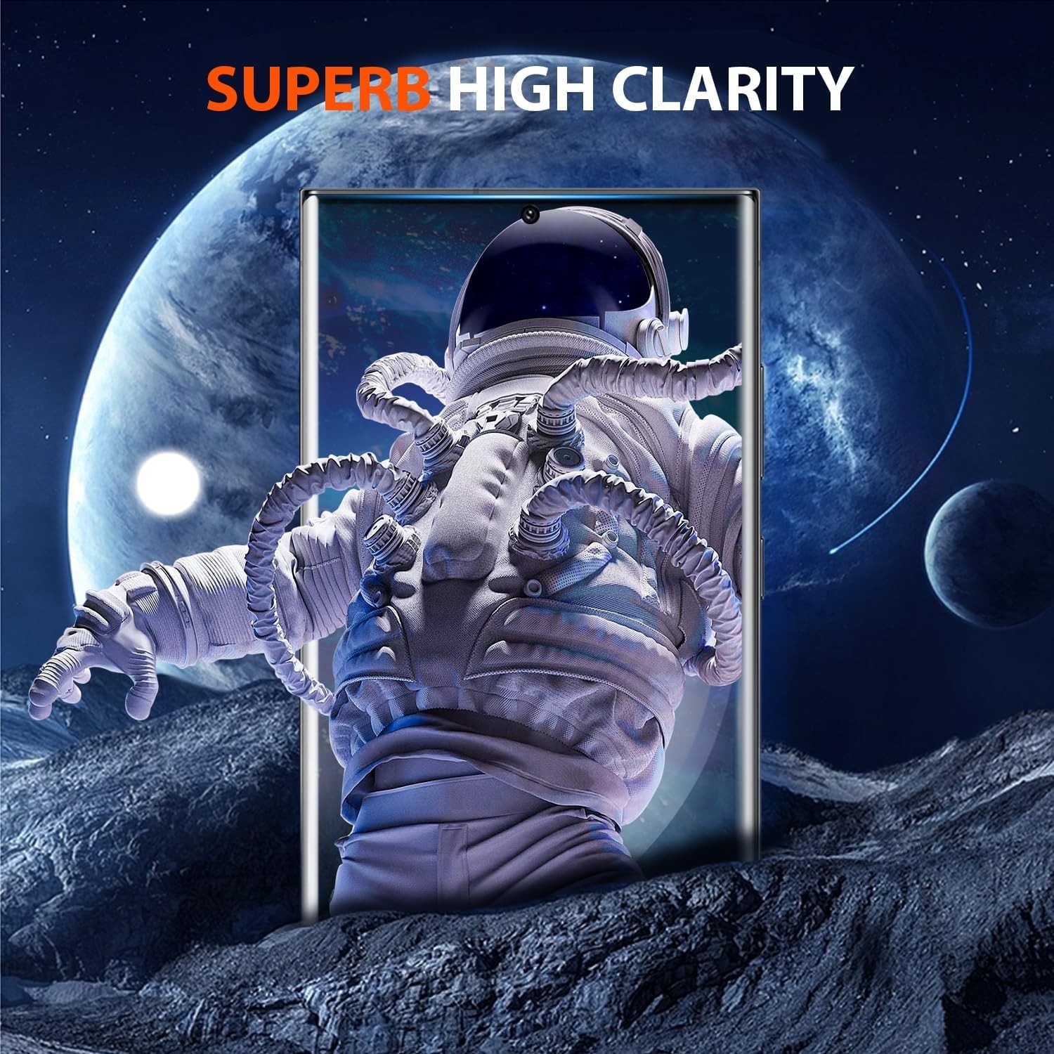 3 Pack Galaxy S23 Ultra Screen Protectors HD Clear Tempered Glass 3D Curved Scra