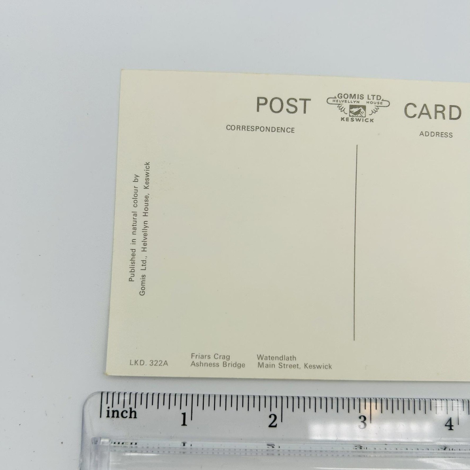 Gomis Ltd Keswick Postcard Divided Back Standard 5.5 X 3.5 In Unposted