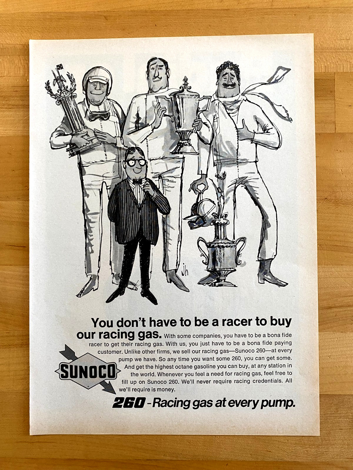 1969 Print Ad Sunoco 260 Racing Gas At The Pump