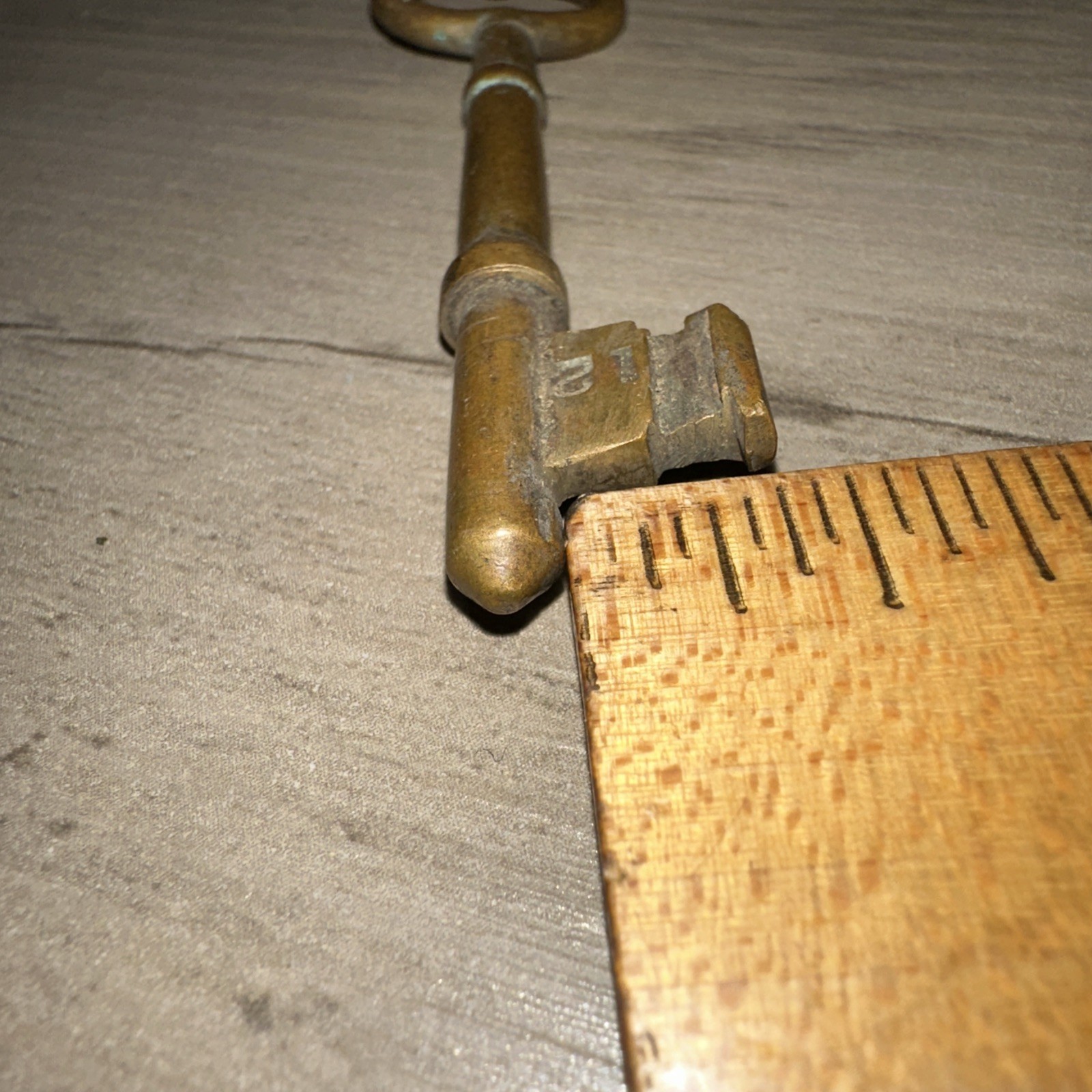 Antique Brass Skeleton Key Solid Barrel #12 Legit Antique