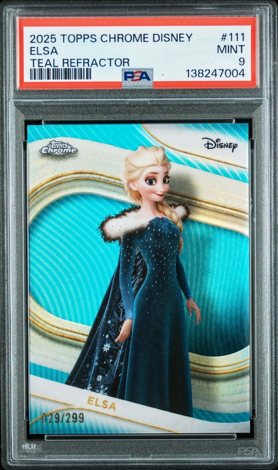 2025 Topps Chrome Disney /299 ELSA #111 Teal Refractor – PSA 9 MINT – FROZEN