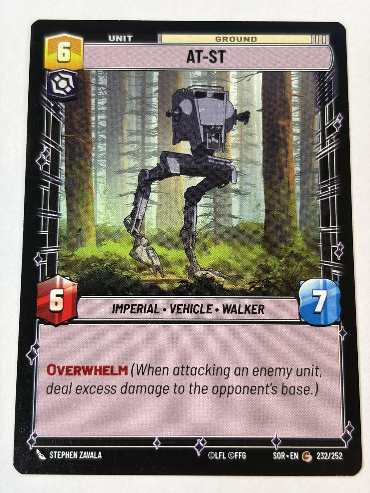 Star Wars Fantasy Flight Games AT-ST Trading Card 232/252 Stephen Zavala NM