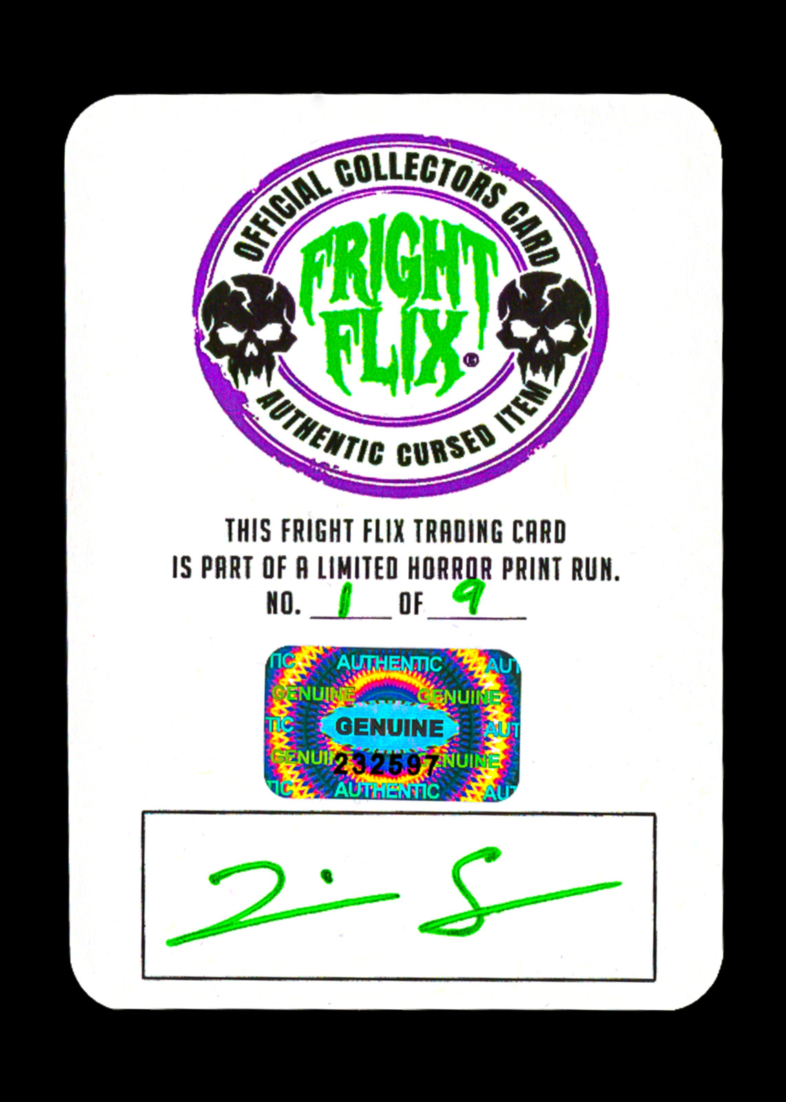 FrightFlix – Chamberlain *UNDEAD* Holo Trading Card Fan Made Print *MINT* Signed