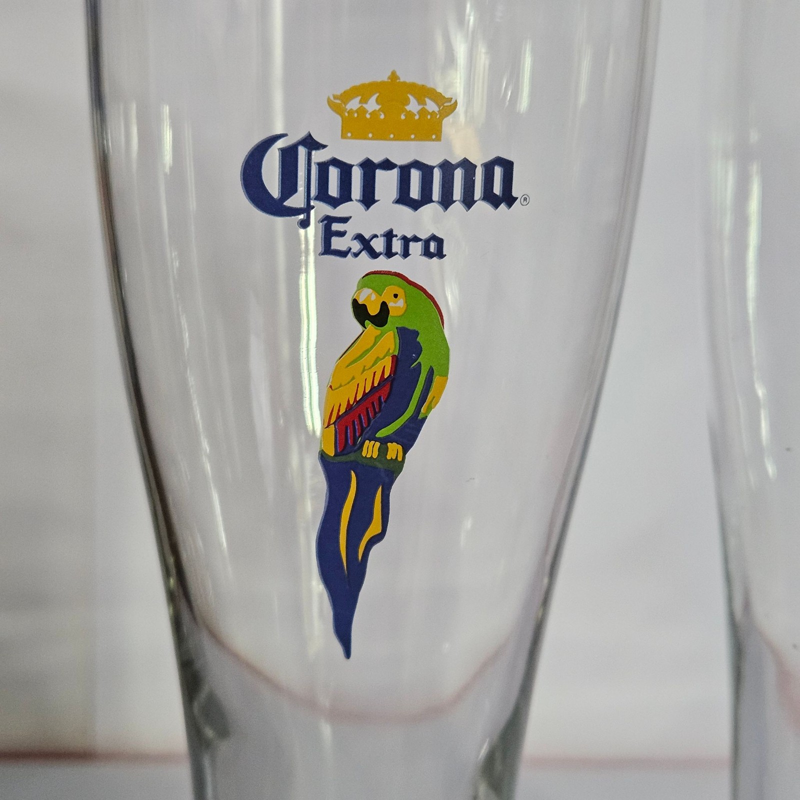 Corona Extra Beer Glasses Set 2 Pilsner 8-1/4in 14oz Parrot Logo Tall Pub