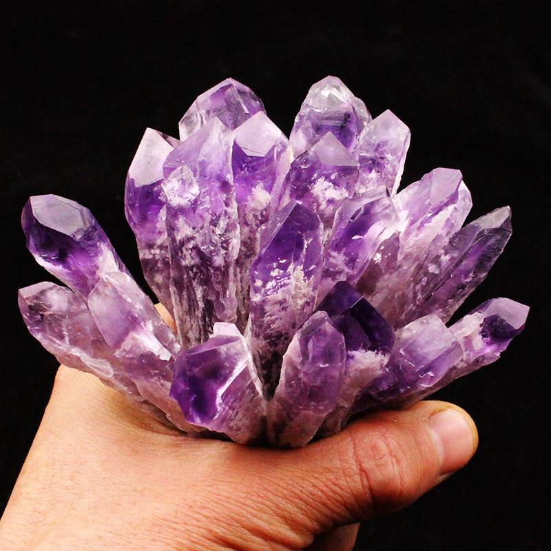 Natural Amethyst Cluster Quartz Geode Druzy Stone Crystal Wand Scepter Energy