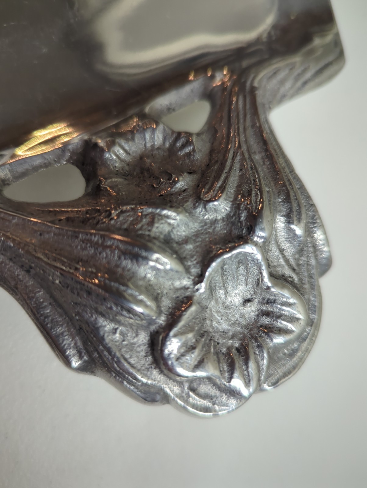 Vintage Cast Aluminum Vanity Tray Art Nouveau Floral Handles India Trinket Tray