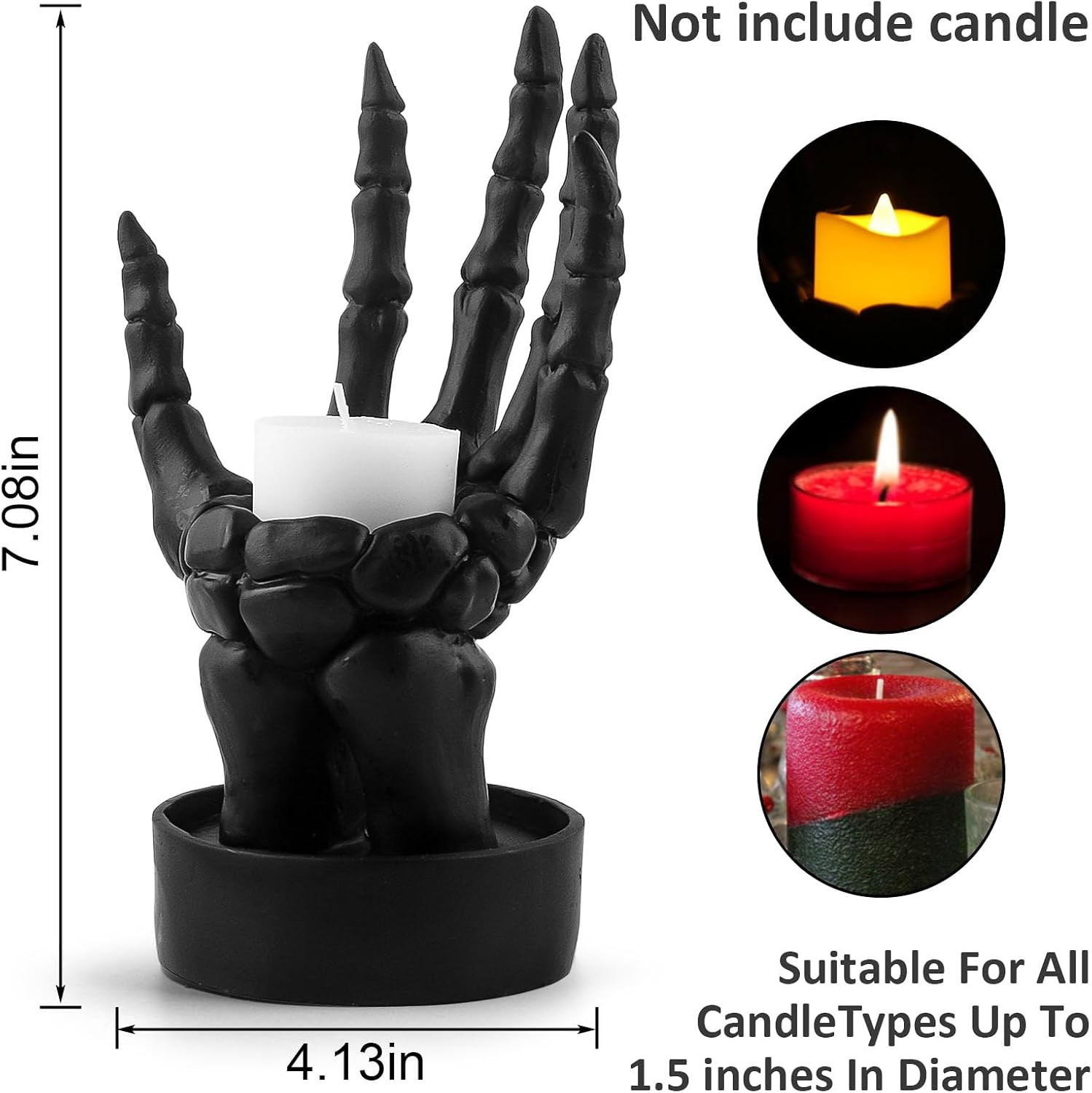 Skeleton Hand Gothic Gaming Desk Accessories Resin Jewelry and Tealight Candle S