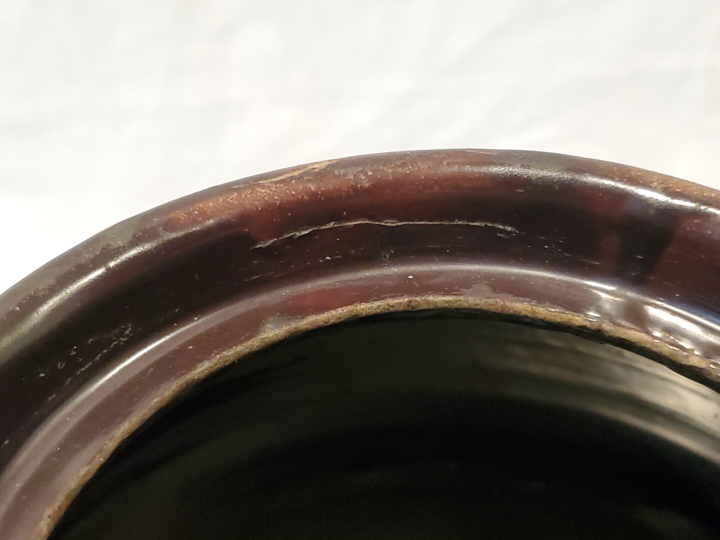 Antique Peoria Pottery Brown Crock Storage Jar 8 1/4″ Tall No Lid