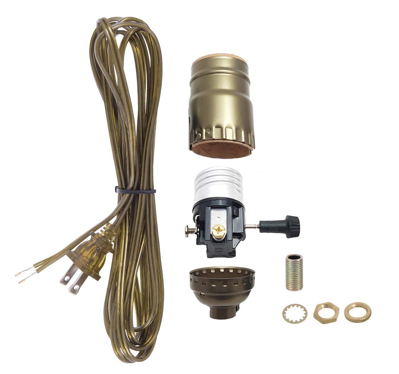 Antique Brass Socket and Cord Set – Complete Lamp Rewiring Kit for Vintage Style