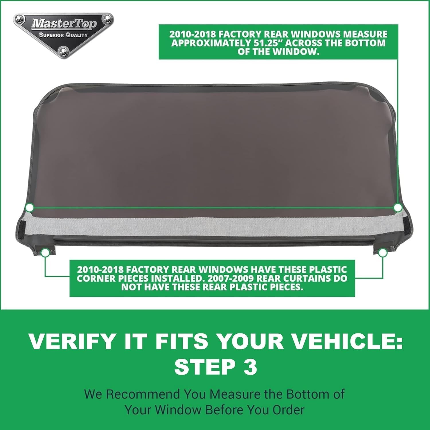 Soft Top Rear Replacement Window – Fits Jeep Wrangler JK 2-Door & 4-Door 2011-20