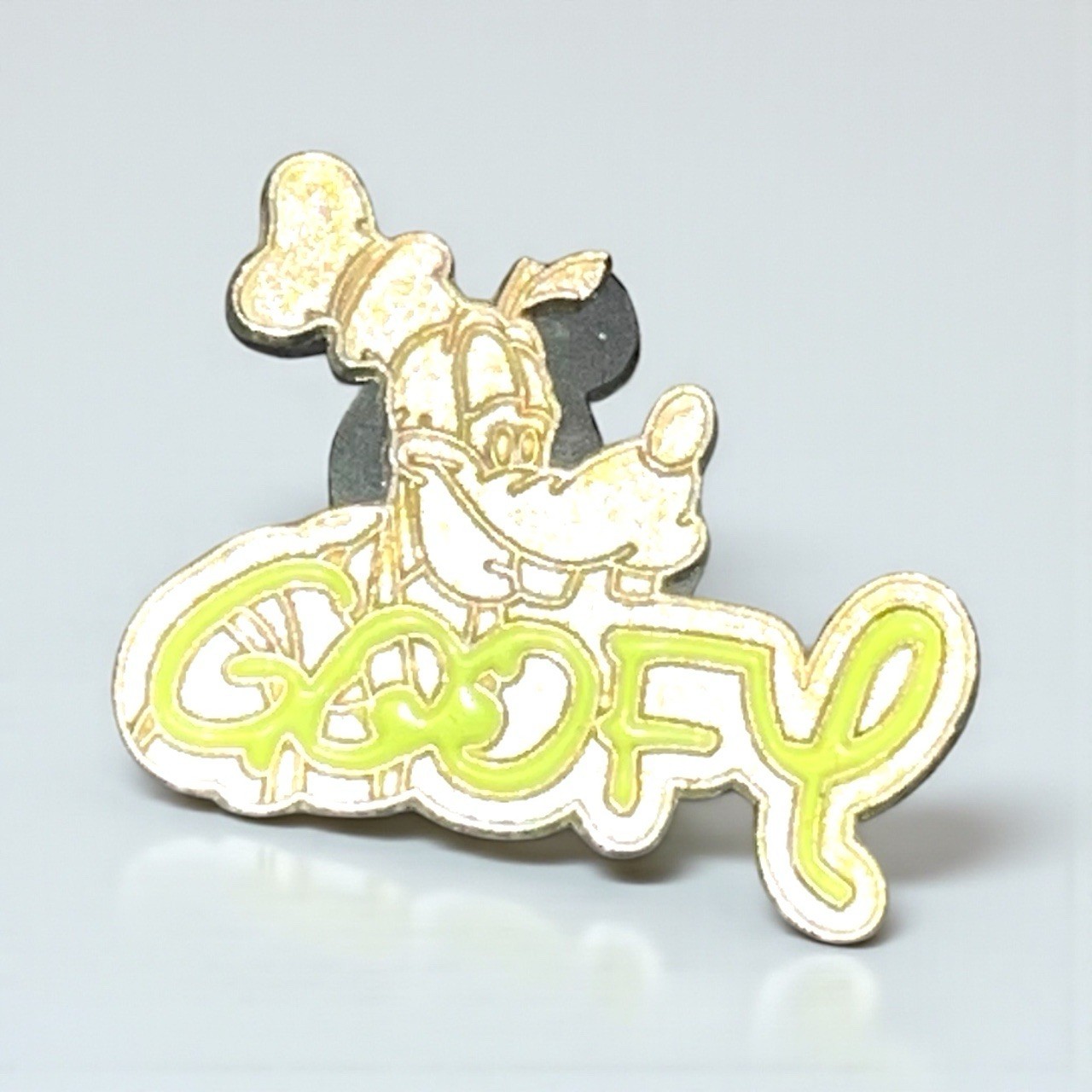 Disney Goofy Neon Script Enamel Trading Pin – Character Outline Design