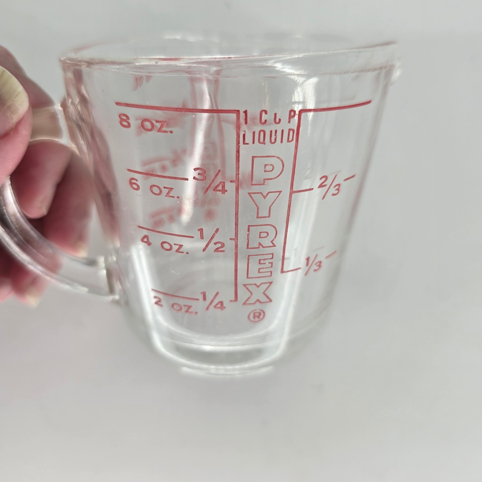Vintage Pyrex D Handle Measuring Cup Set Red Block Letter 4 Cup 1 Cup 532 508