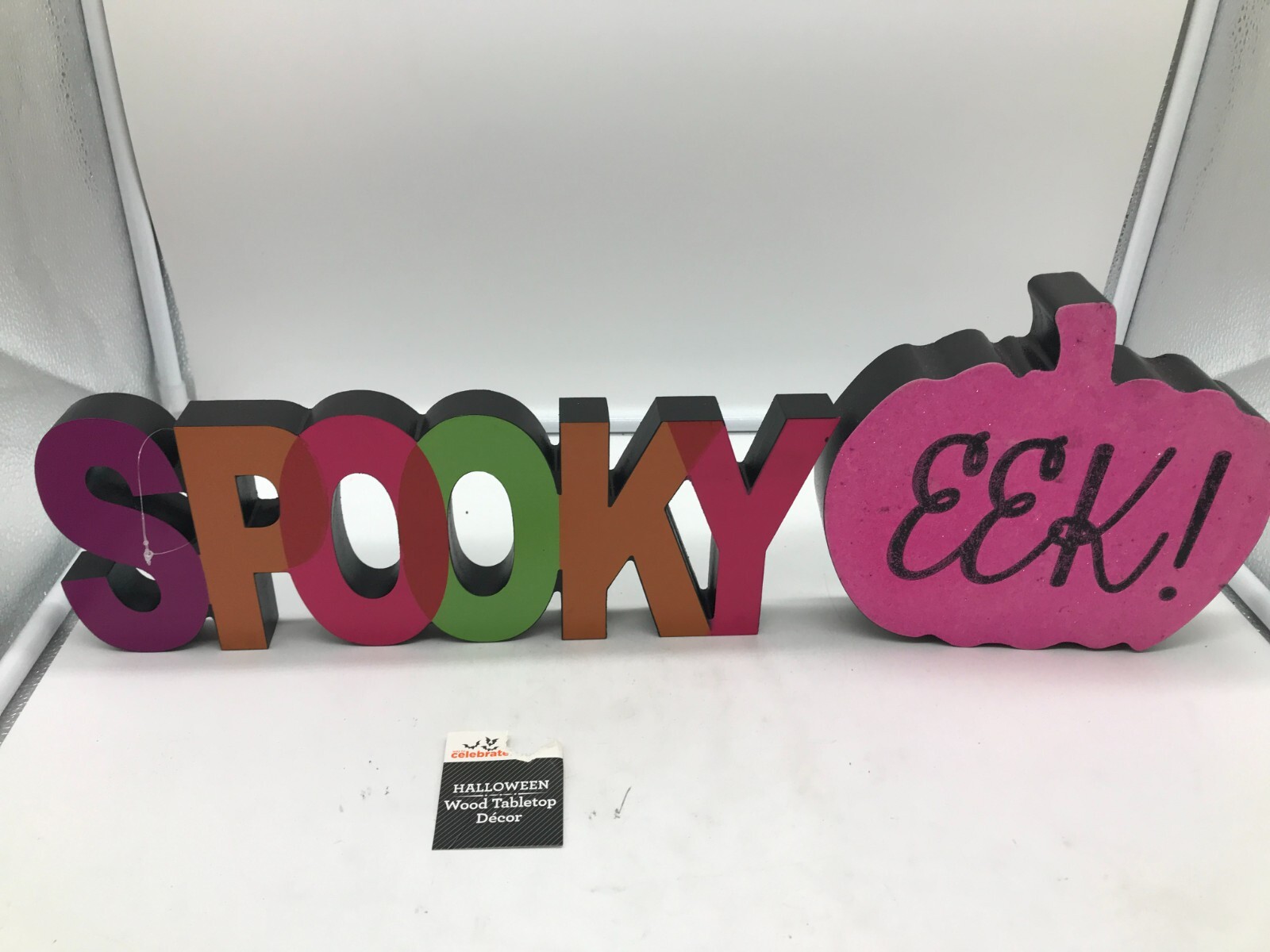 Celebrate It Wood 12.5in Halloween Spooky & Eek! Tabletop Sign Decor BB01B08026