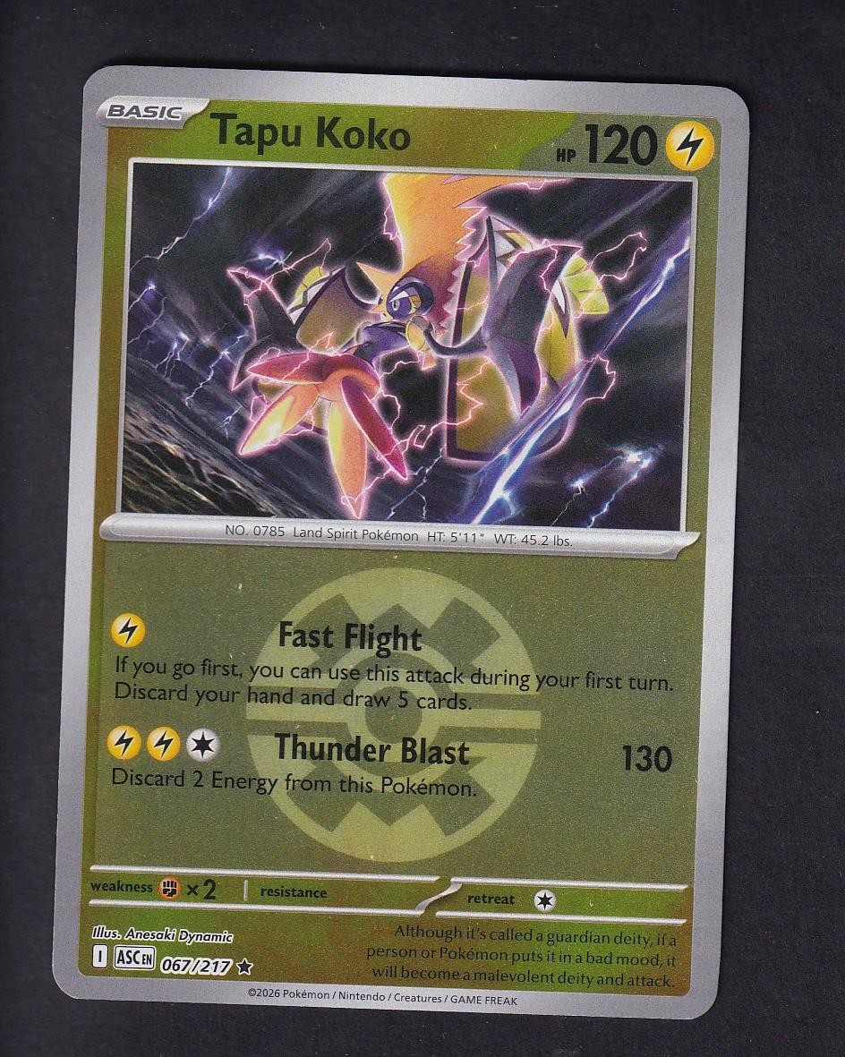 Tapu Koko (Quick Ball) 067/217 Holo Rare Ascended Heroes Pokemon Near Mint