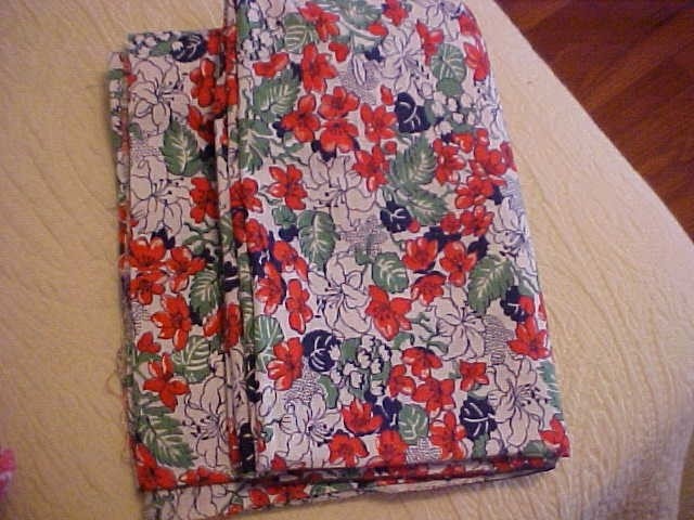PRINTED FEEDSACK: COLORFUL FLORALs, White background