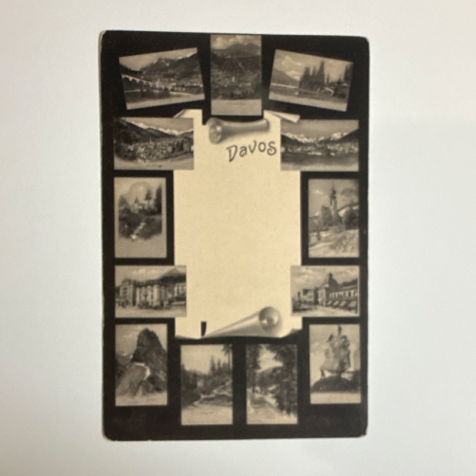 Vintage Davos Switzerland Multi View Postcard Original Swiss Travel Souvenir