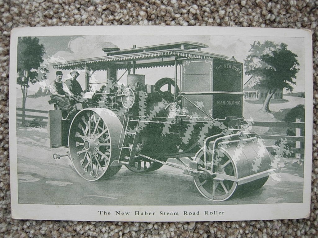 MARION OH-NEW HUBER STEAM ROAD ROLLER-ENGINE-MACHINERY-OHIO-ADVERTISING