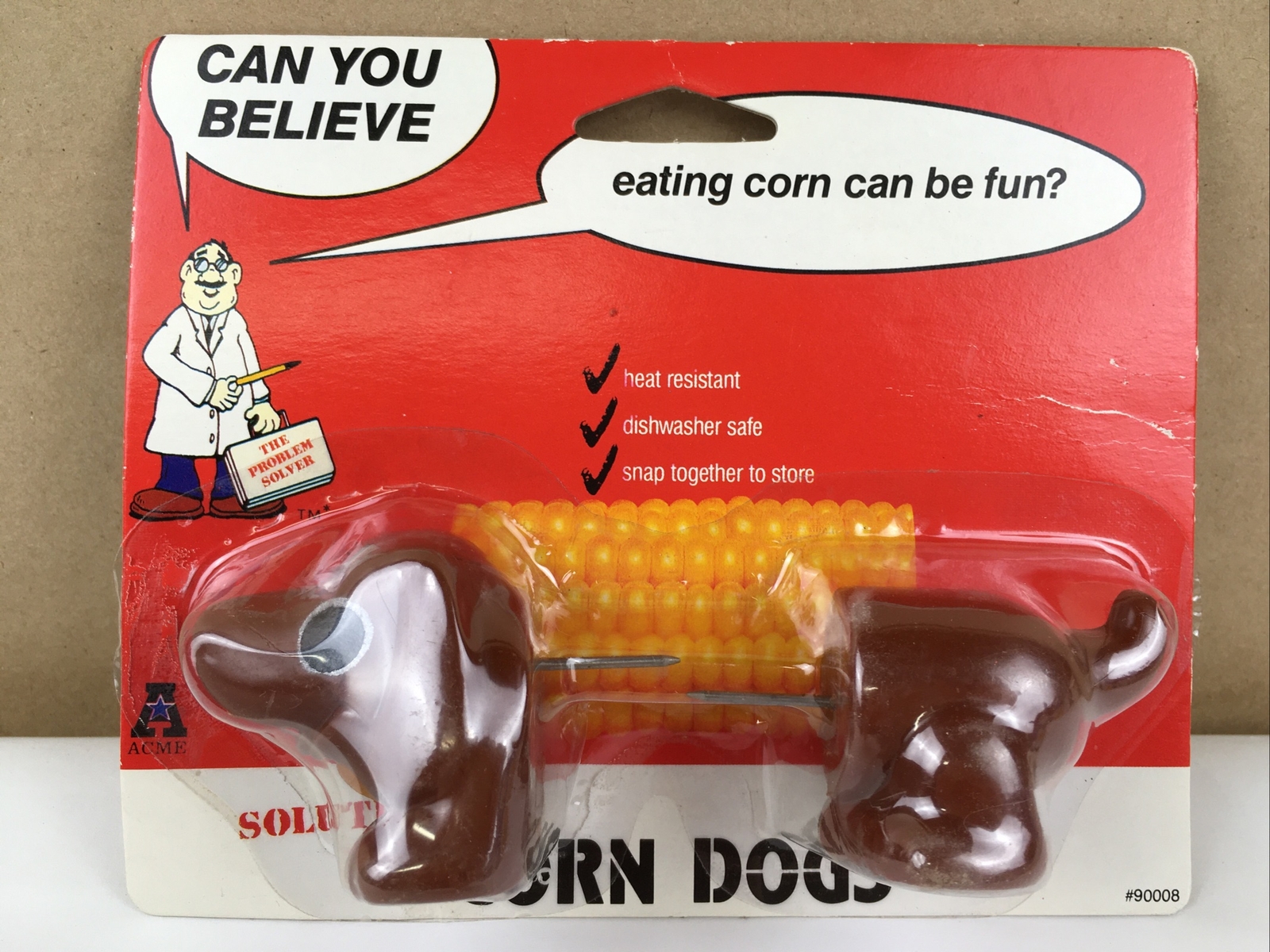 NIP Vintage “Corn Dog” Corn Cob Holders By Acme International Dachshund Kitsch