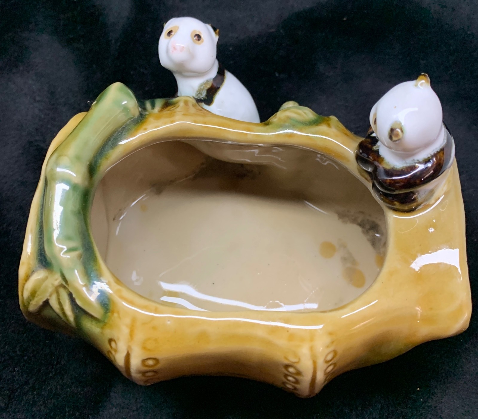 Vintage Majolica “Lucky Bamboo” Pandas on Bamboo Ceramic Planter 3 1/2” x 5 1/2″