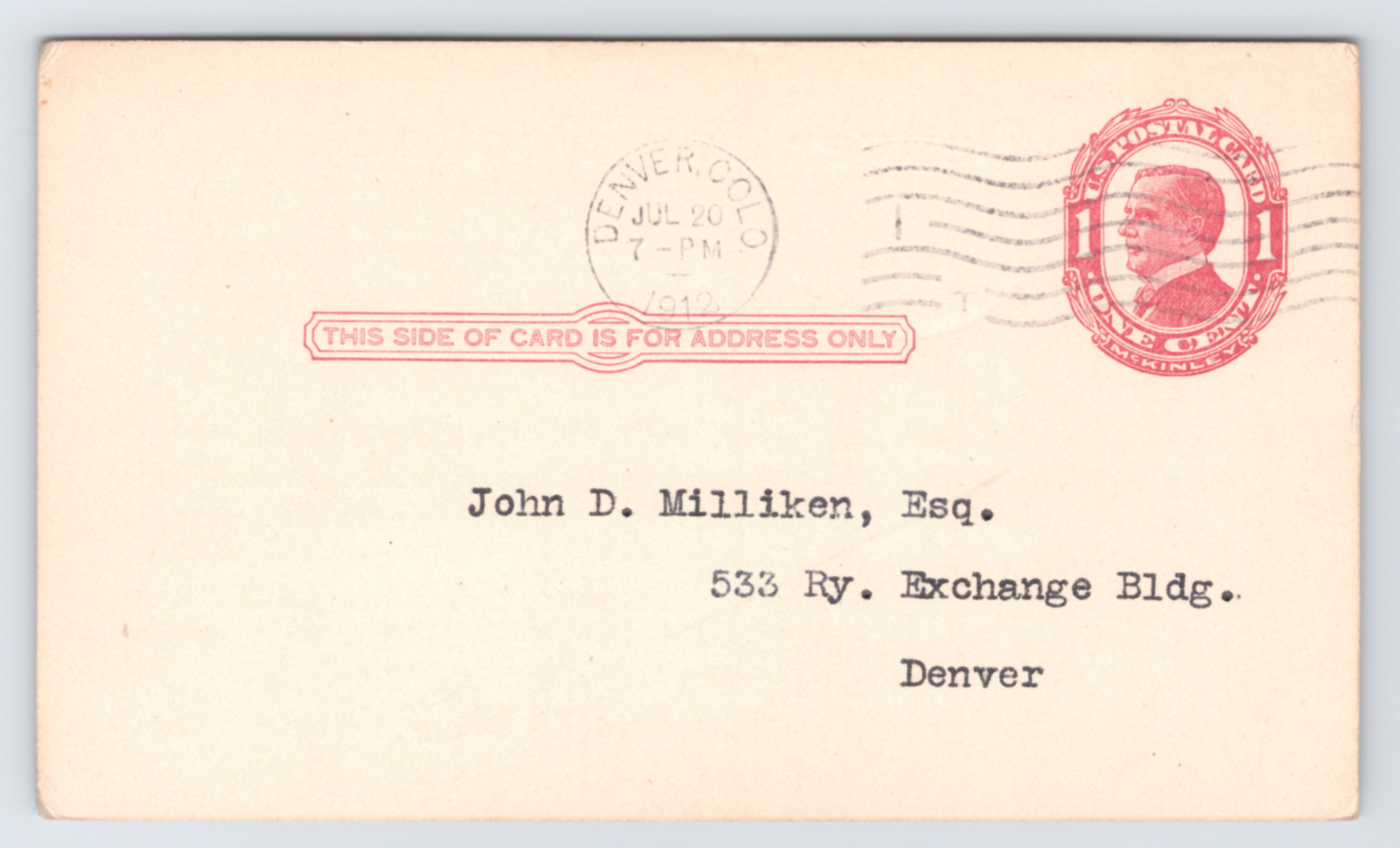 1912 Denver Bar Association Election CO Postal Card Judicial Ballot Announcement