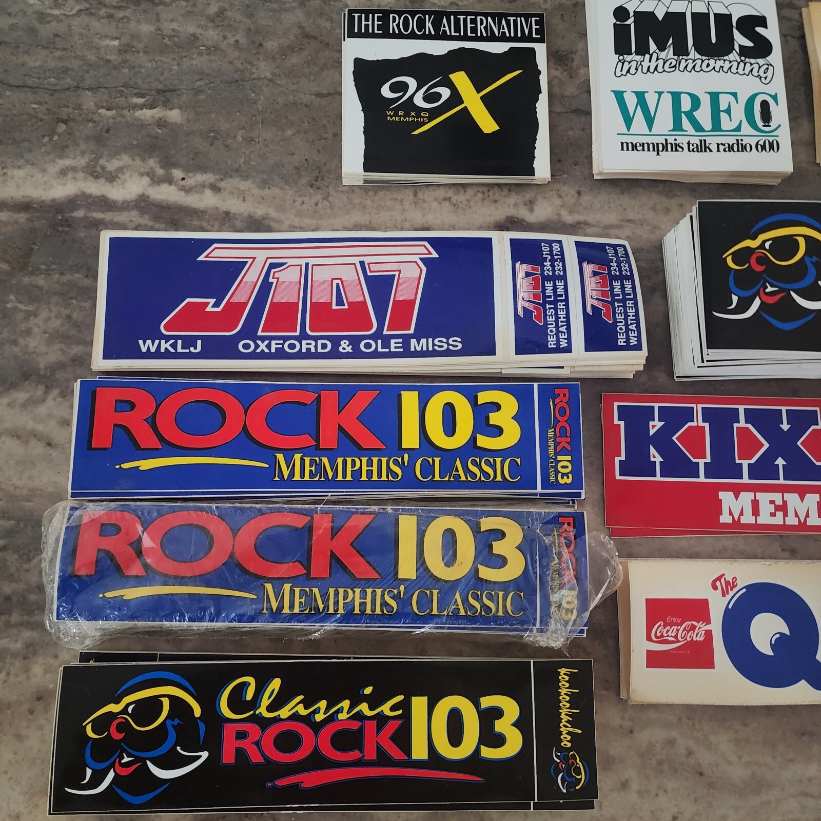 Classic ROCK 103, EAGLE, 96X Memphis Radio Station Stickers from 1980s-90s Era.