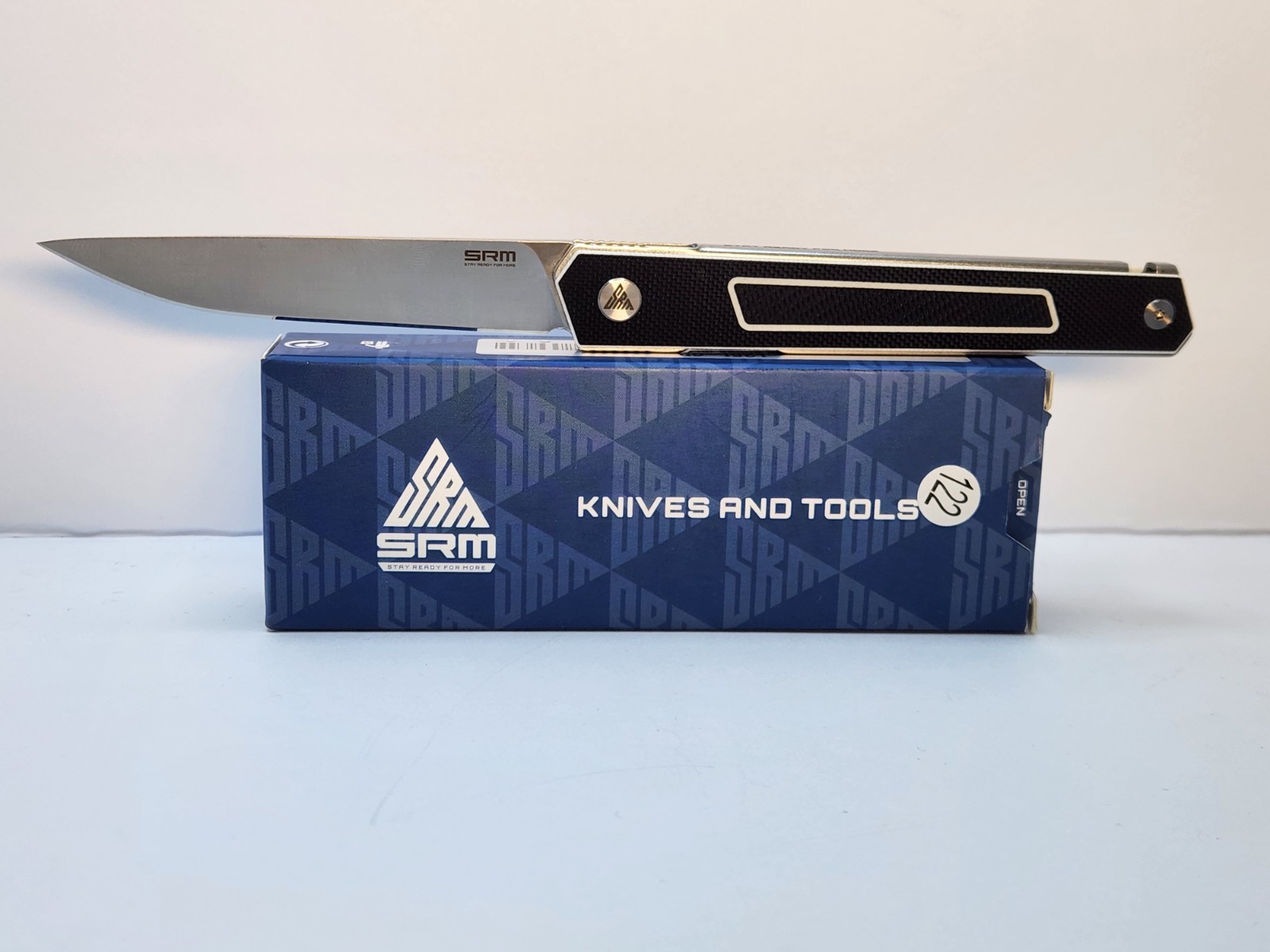 SRM 125L-GR Red G10 Handle Pocket Knife Stainless Clip Point Liner Lock