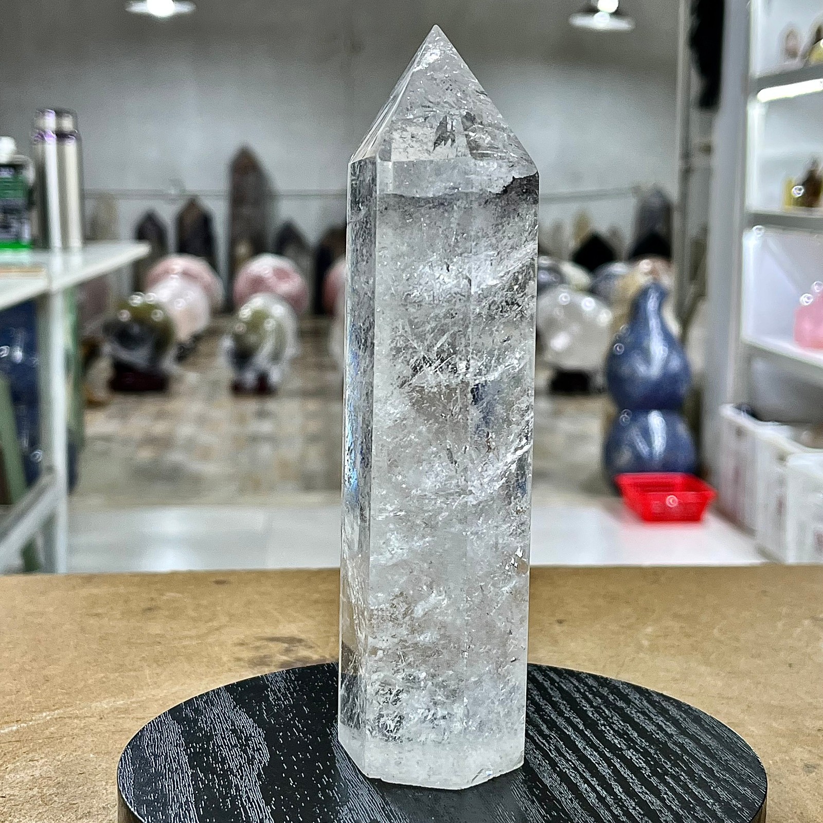 1.28LB Transparent white obelisk wand point energy healing