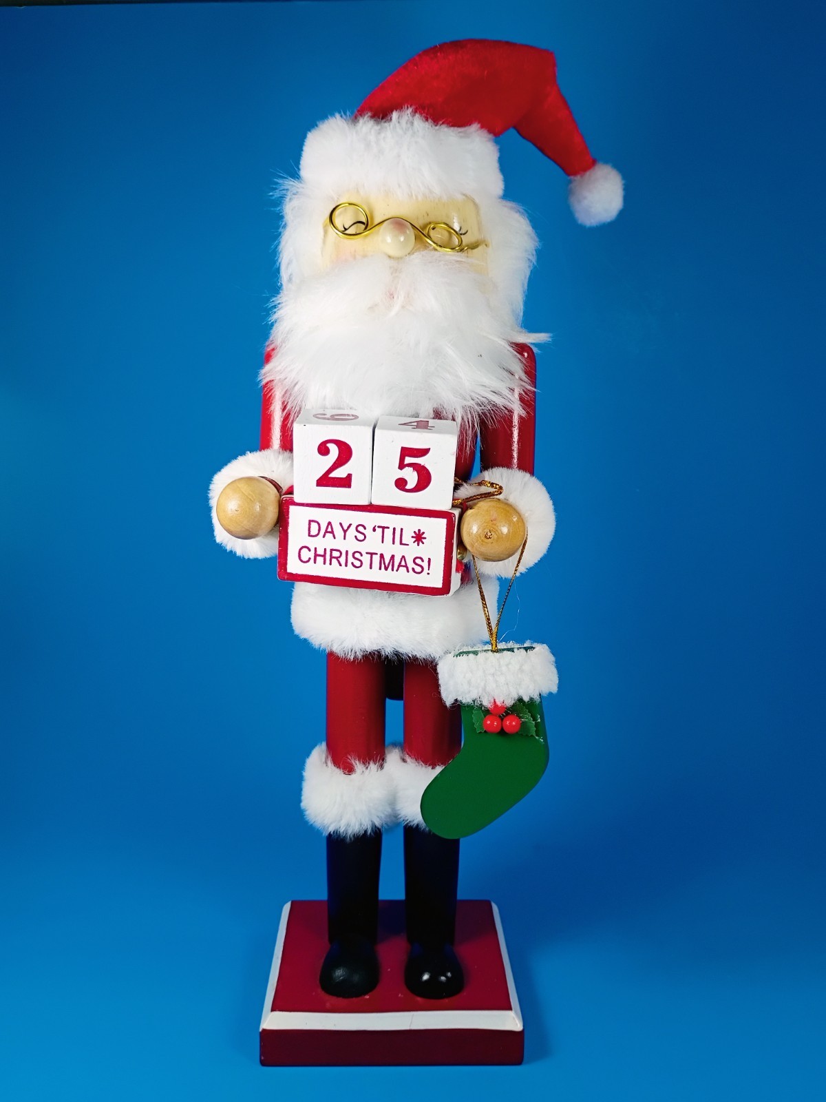 14″ Santa Counting The Days Till Christmas Nutcracker.