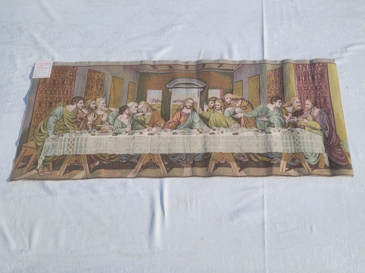 VTG Italy Tapestry The Last Supper Religious Woven Italian Gerber Fabrics NWT