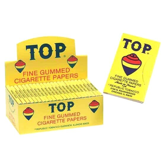 AUTHENTIC TOP FINE GUMMED CIGARETTE ROLLING PAPERS 24 BOOKS / 100 LEAVES PER