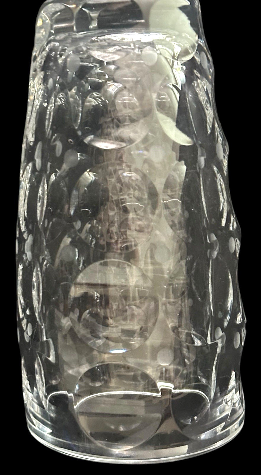 Peill Putzler Germany MCM Crystal VASE Great Optics Etched Dots Concave Circles