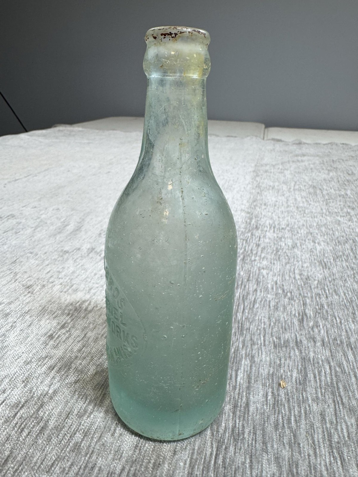 Vintage Behnke Bros Non-Pariel Weyauwega WI Green Glass Soda Bottle Wisconsin