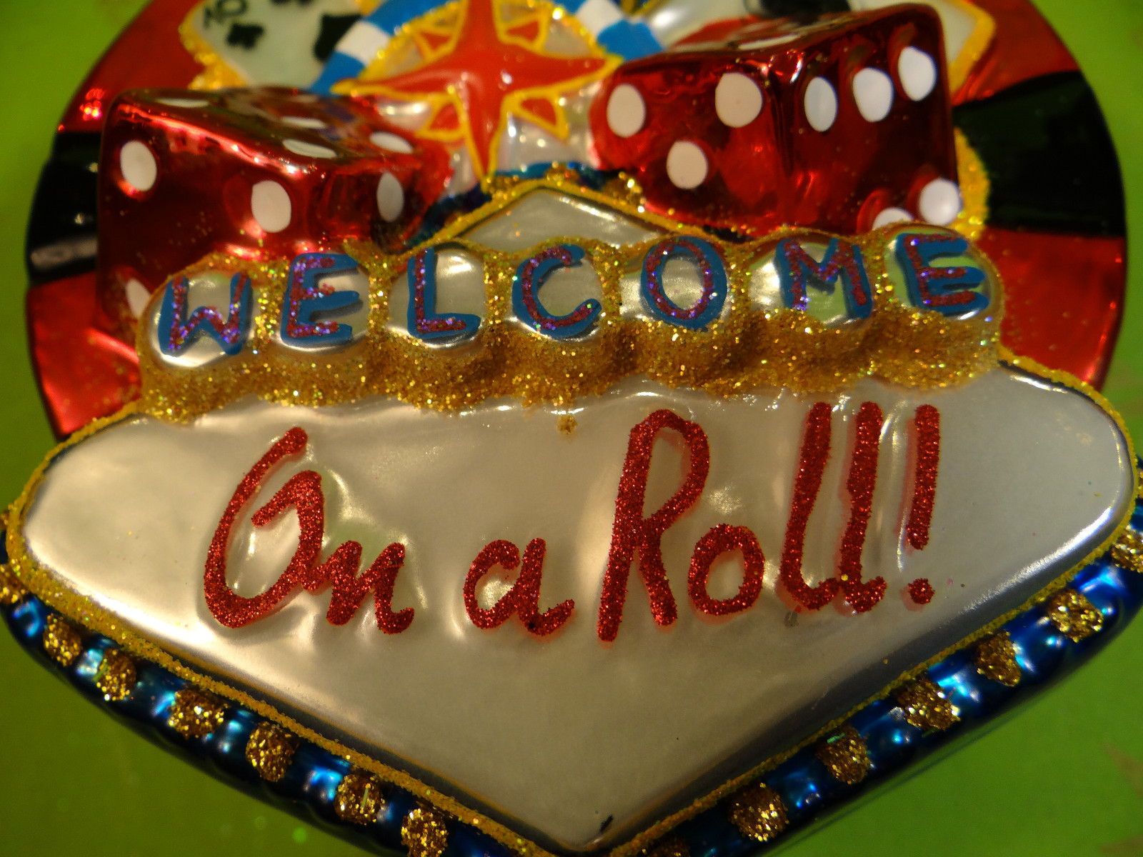 Christopher Radko Las Vegas On The Roll Glass Ornament