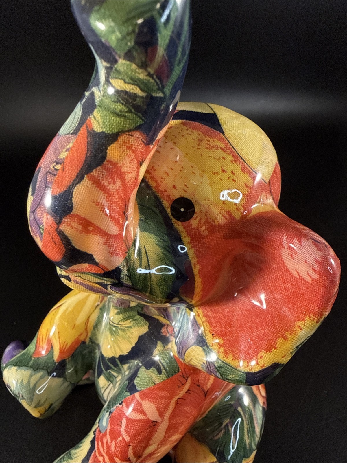 Vintage Elephant Patchworks By Joan Baker Designs Fruit & Florals 7” Tall