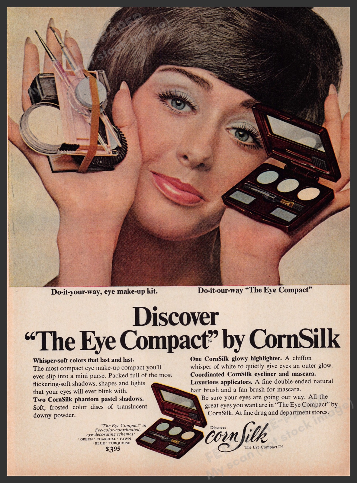 CornSilk The Eye Compact Makeup 1960s Print Advertisement 1969 Corn Silk