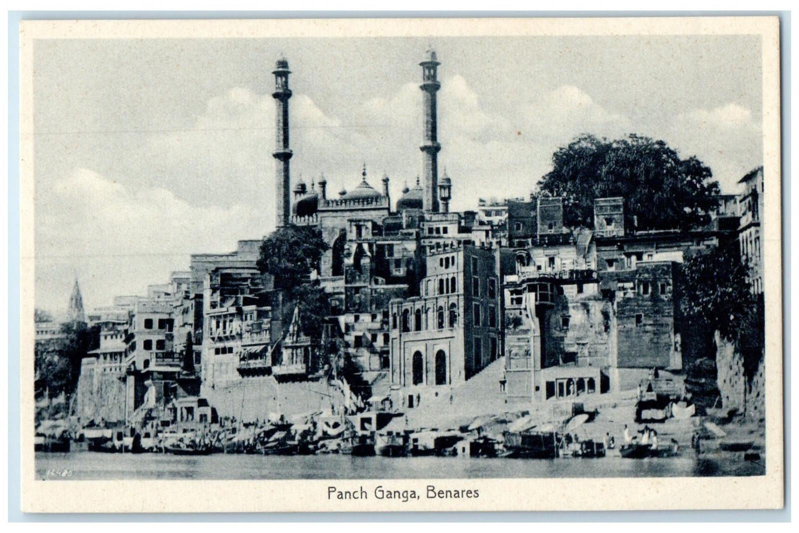 c1930’s Panchganga Ghat Temple in (Varanasi) India Vintage Unposted Postcard