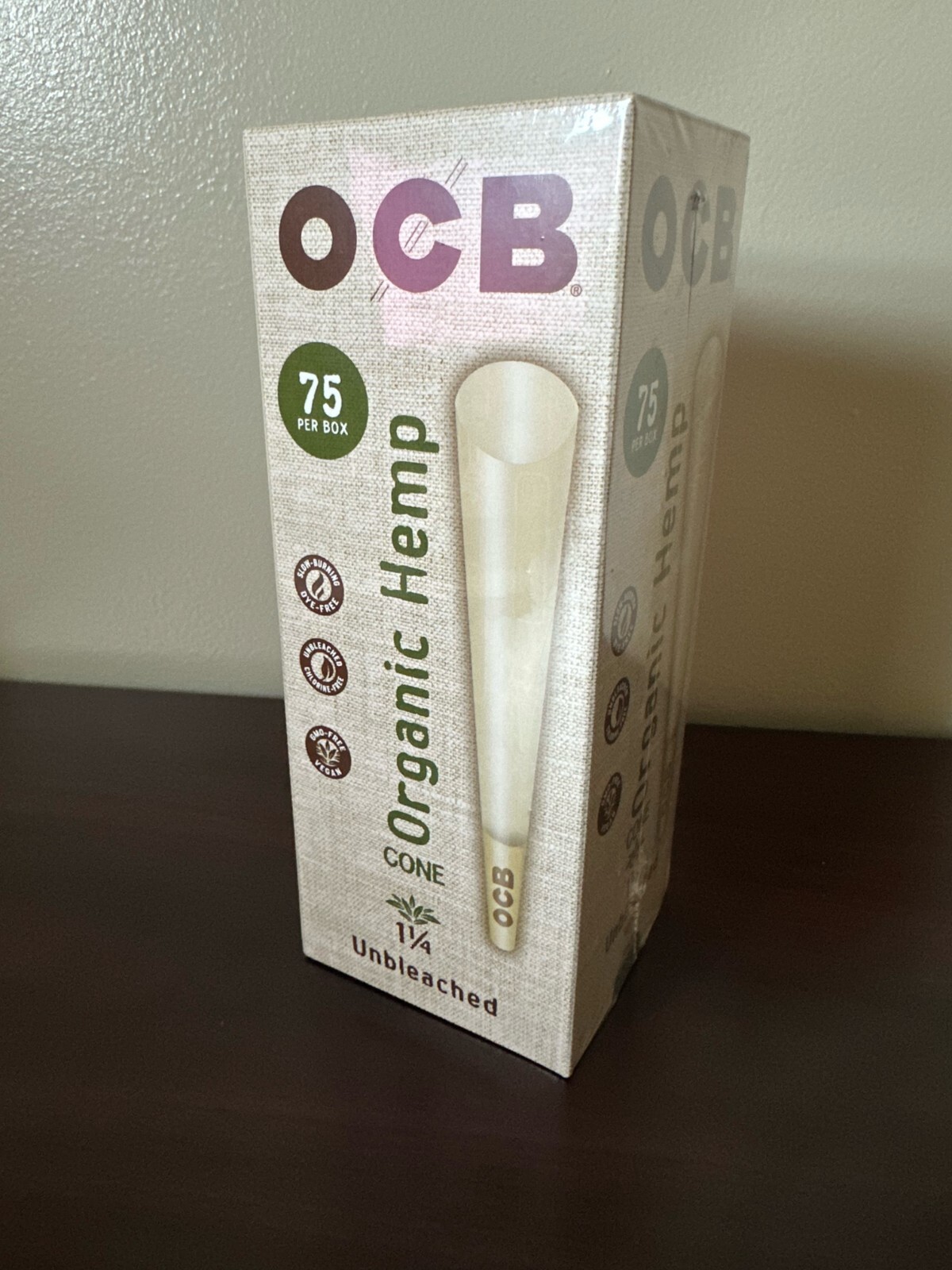 OCB Organic 1 1/4 Unbleached Cones 75 Count Mini Tower