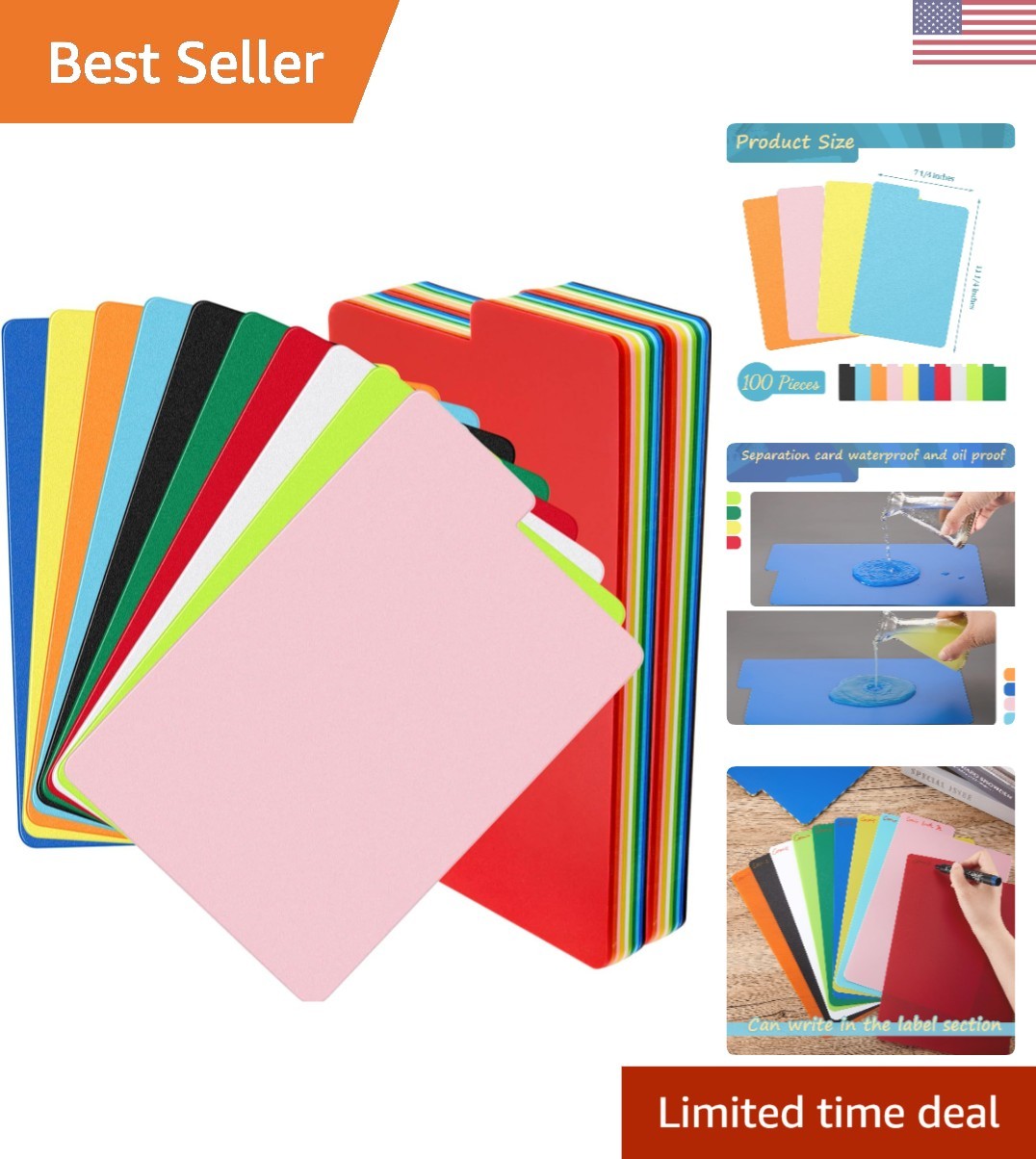100 Pcs Multicolor Comic Book Dividers – 10 Assorted Colors, 7.25 x 11.25 Inch