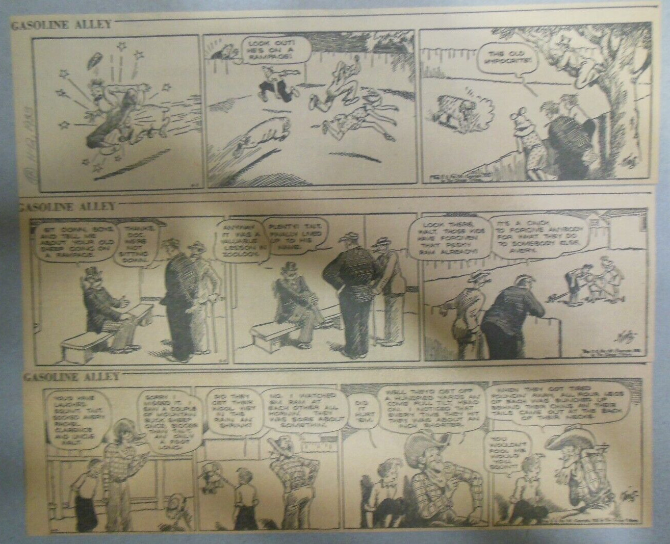 (48) “Gasoline Alley” Dailies by Frank King from 11-12, 1933 Size: 3 x 10 inches