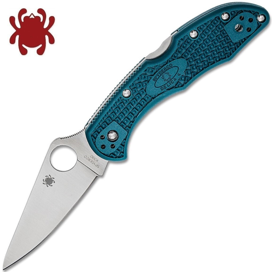 Spyderco Delica 4 K390 Satin Plain Blade Lightweight Blue FRN Handles C11FPK390